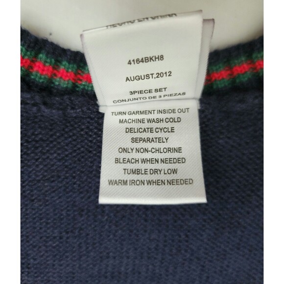 Good Lad of Philadelphia Toddler Ramie Cotton Knit Vest 24M Navy Christmas Train - Picture 8 of 9